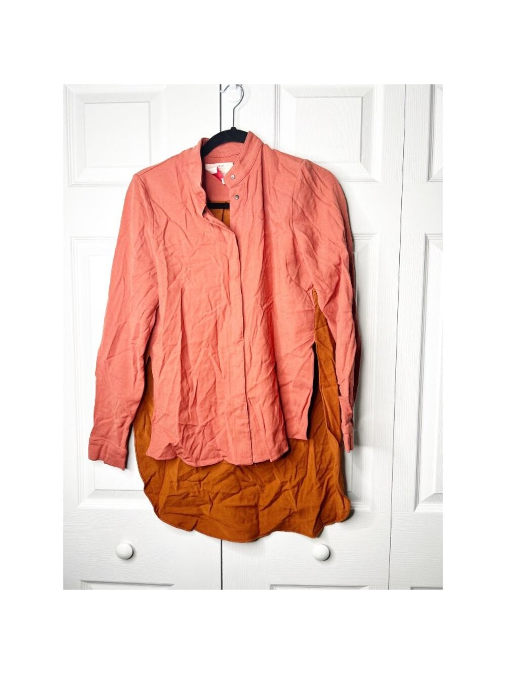 Roksanda Burnt Orange Button Front High Low Tailoring Top Women's Size BR 10